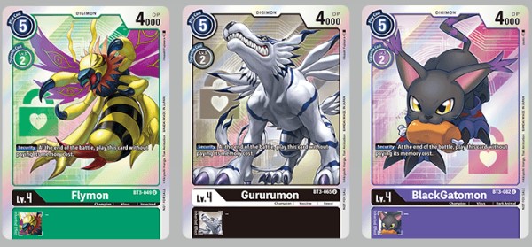 Exemples de 3 cartes Digimon