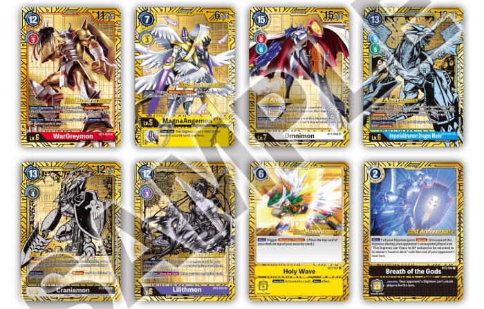 Exemples de cartes - coffret Anniversaire Digimon