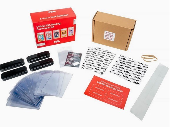 le détail des objets présents dans le kit officiel PSA grading submission kit